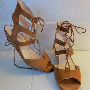 INC Mandie Toast Rust Suade Wedge Shoes